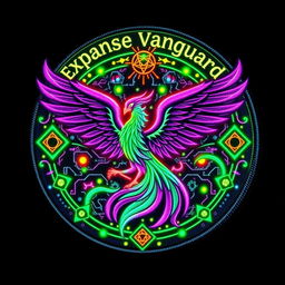 A clothing patch badge for the Expanse Vanguard designed in an arcanapunk aesthetic