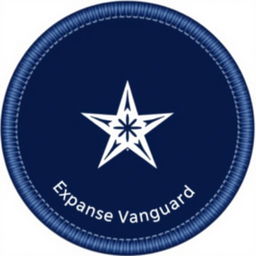 A minimalist clothing patch badge for the Expanse Vanguard, featuring a simplified design focused on elegance and clarity