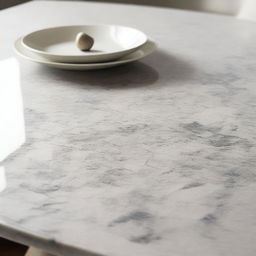 Extreme close-up of a clear granite dining table, ready for table setting.