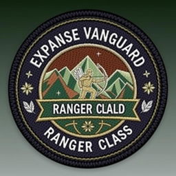 A clothing patch badge for the Expanse Vanguard, Ranger Class, designed with a bold and adventurous spirit