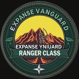 A clothing patch badge for the Expanse Vanguard, Ranger Class, designed with a bold and adventurous spirit