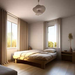 Design a 3 by 4 meter bedroom with two windows on the 3 meter side, optimizing space, light, and comfort.