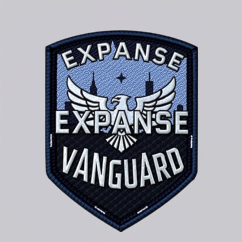 A clothing patch badge for the Expanse Vanguard, showcasing a sleek and modern design