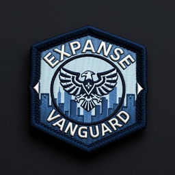 A clothing patch badge for the Expanse Vanguard, showcasing a sleek and modern design