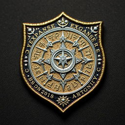 An arcane clothing patch badge for the Expanse Vanguard, featuring an intricate and mystical design
