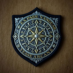 An arcane clothing patch badge for the Expanse Vanguard, featuring an intricate and mystical design