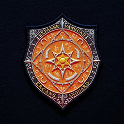An arcane clothing patch badge for the Expanse Vanguard, featuring an intricate and mystical design