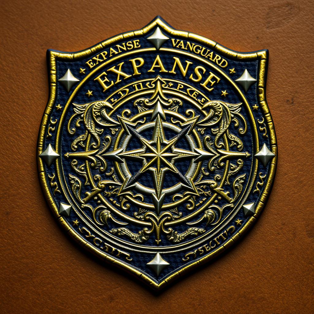 An arcane clothing patch badge for the Expanse Vanguard, featuring an intricate and mystical design