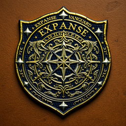 An arcane clothing patch badge for the Expanse Vanguard, featuring an intricate and mystical design