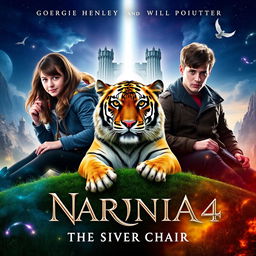 A teaser poster for 'NARNIA 4: The Silver Chair' featuring Georgie Henley and Will Poulter prominently