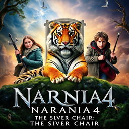 A teaser poster for 'NARNIA 4: The Silver Chair' featuring Georgie Henley and Will Poulter prominently
