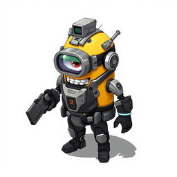 A detailed 2D illustration of a futuristic enemy minion, designed in an isometric perspective