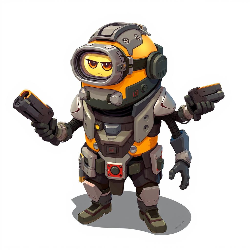 A detailed 2D illustration of a futuristic enemy minion, designed in an isometric perspective