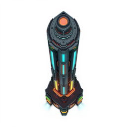 A detailed 2D illustration of a futuristic pylon, designed from a top-down perspective