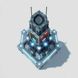 A detailed 2D illustration of a futuristic pylon, designed from a top-down perspective