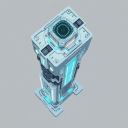 A detailed 2D illustration of a futuristic pylon, designed from a top-down perspective