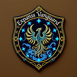 An arcane clothing patch badge for the Expanse Vanguard, featuring a mystical and enchanting design