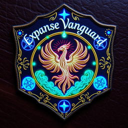 An arcane clothing patch badge for the Expanse Vanguard, featuring a mystical and enchanting design