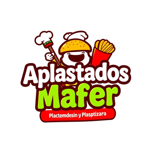 Design a vibrant and modern fast food logo for 'Aplastados Mafer'