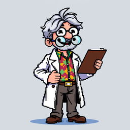 A 16-bit pixel art character design of a good guy guide, who serves as an aid to the main character in a video game