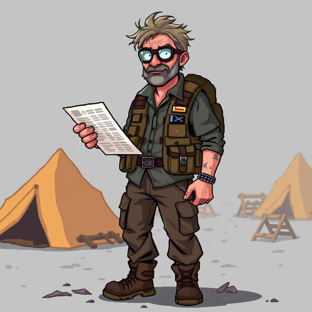 A more realistic yet pixelated 16-bit character design of a survivor guide in a zombie apocalypse