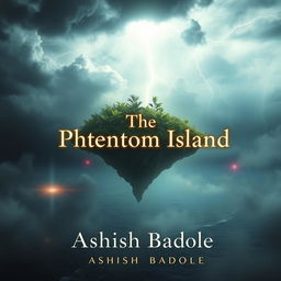 A surreal scene depicting a floating island above a vast ocean, supported by an invisible force