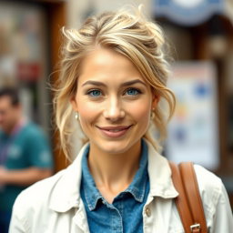 A 30-year-old woman with European features, incorporating Scandinavian, Slavic, and Mediterranean characteristics