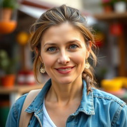 A 35-year-old woman with European features, including Scandinavian, Slavic, and Mediterranean traits