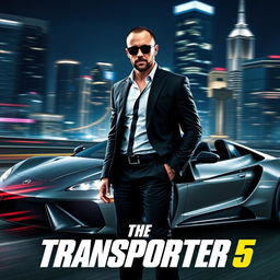 A promotional poster for 'The Transporter 5' (2025) featuring Jason Statham as the iconic transporter