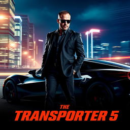 A promotional poster for 'The Transporter 5' (2025) featuring Jason Statham as the iconic transporter