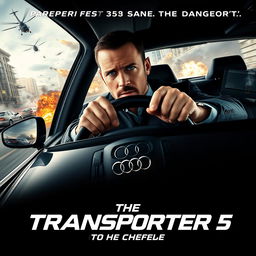 A dynamic poster concept for 'The Transporter 5' (2025) titled 'Driven to the Edge'