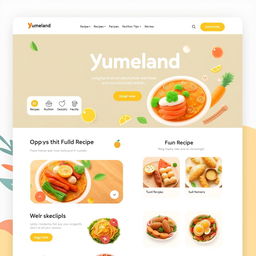 A sleek and modern website design for 'Yumeland', a fictional food-related platform