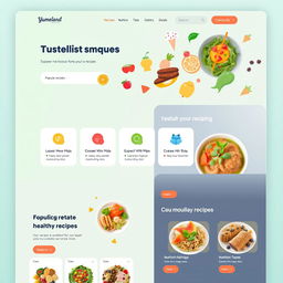 A sleek and modern website design for 'Yumeland', a fictional food-related platform