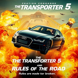 An action-packed poster concept for 'The Transporter 5' (2025) titled 'Rules of the Road'