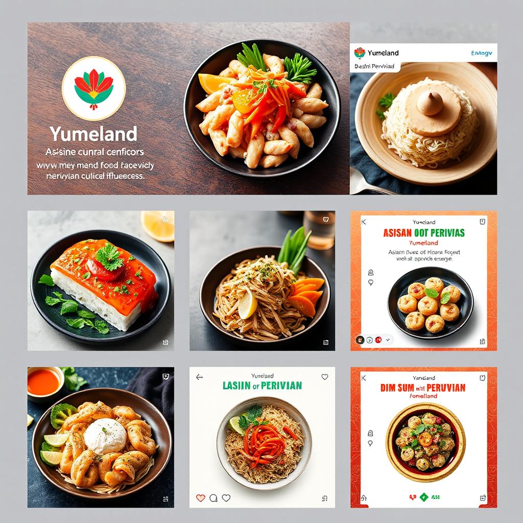 An Instagram page design for 'Yumeland', blending Asian and Peruvian culinary influences