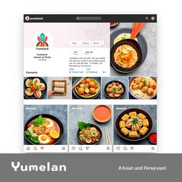 An Instagram page design for 'Yumeland', blending Asian and Peruvian culinary influences