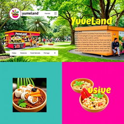 An Instagram page design for 'Yumeland', combining Asian and Peruvian influences, centered around the theme of a park