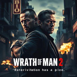 An intense poster concept for 'Wrath of Man 2' (2024) featuring Jason Statham and Scott Eastwood
