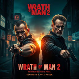 An intense poster concept for 'Wrath of Man 2' (2024) featuring Jason Statham and Scott Eastwood