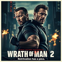 An intense poster concept for 'Wrath of Man 2' (2024) featuring Jason Statham and Scott Eastwood