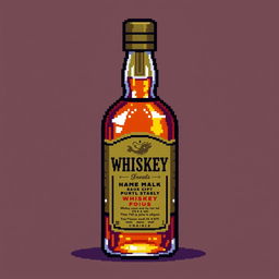 A small pixel art representation of a whiskey bottle, emphasizing vibrant colors and detailed textures