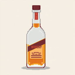 An even smaller pixel art representation of a whiskey bottle, capturing the essence of the bottle in just a few pixels
