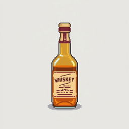An even smaller pixel art representation of a whiskey bottle, capturing the essence of the bottle in just a few pixels