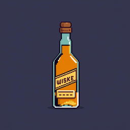 An even smaller pixel art representation of a whiskey bottle, capturing the essence of the bottle in just a few pixels