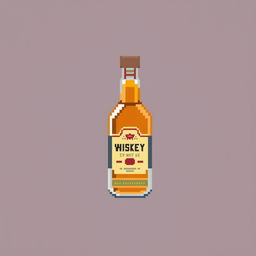 An even smaller pixel art representation of a whiskey bottle, capturing the essence of the bottle in just a few pixels