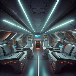 interior of futuristic fighter jet with roof panel demarcating front cabin from back cabin