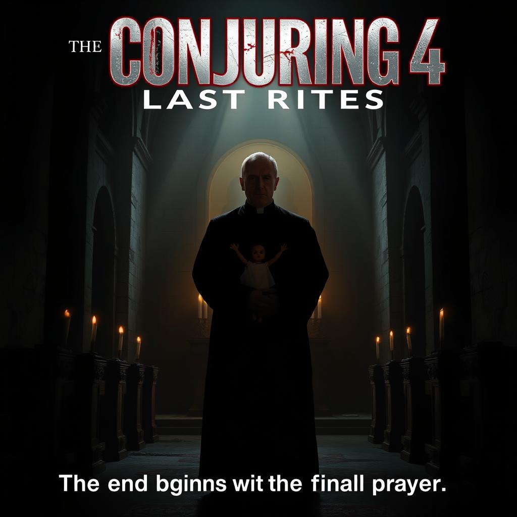 A suspenseful movie poster concept for 'The Conjuring 4: Last Rites (2024)