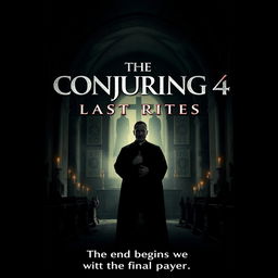 A suspenseful movie poster concept for 'The Conjuring 4: Last Rites (2024)