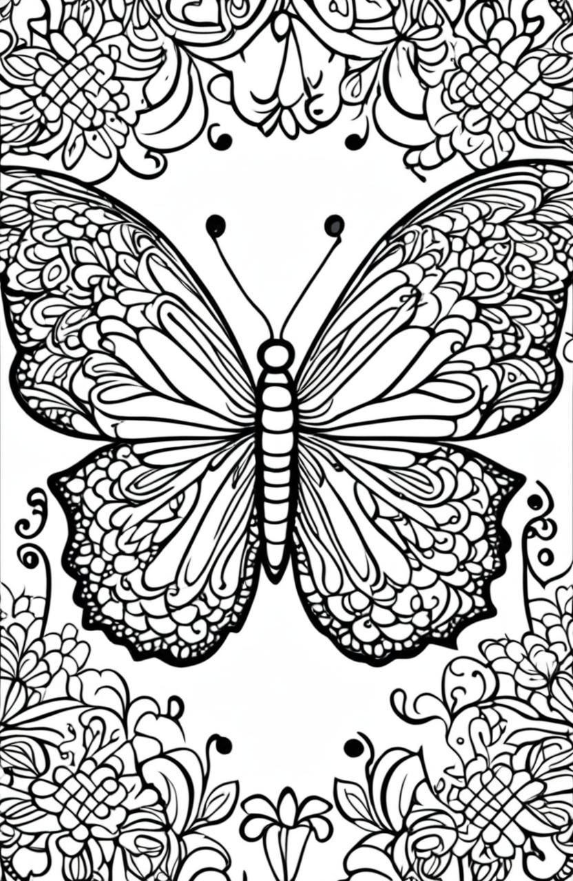 A simple butterfly design on a coloring book page.