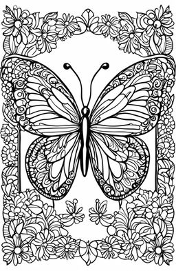 A simple butterfly design on a coloring book page.